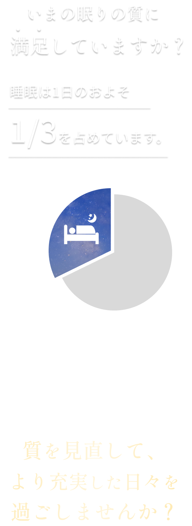 いまの眠りの質に満足していますか？質を見直して、より充実した日々を過ごしませんか？